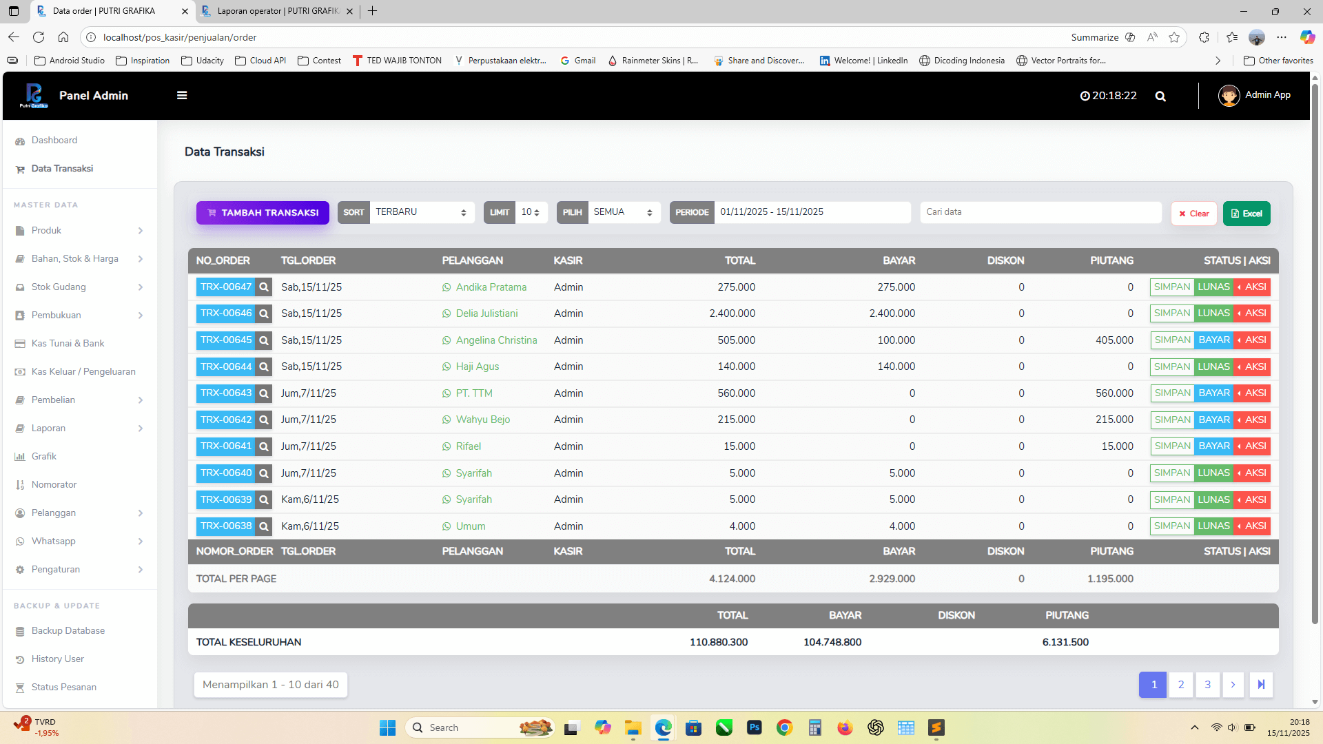 Pengaturan & hak akses user